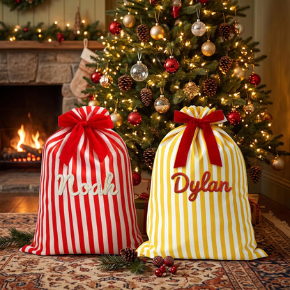 Personalized Large Striped Christmas Sack | Custom Yarn Name