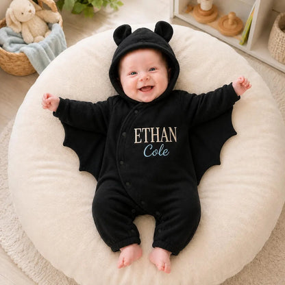 Personalized Baby Bat Costume | Custom Embroidered Name Halloween Romper