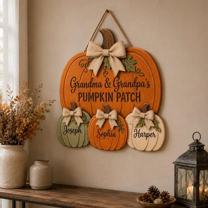 Personalized Grandma & Grandpa Pumpkin Patch Door Hanger