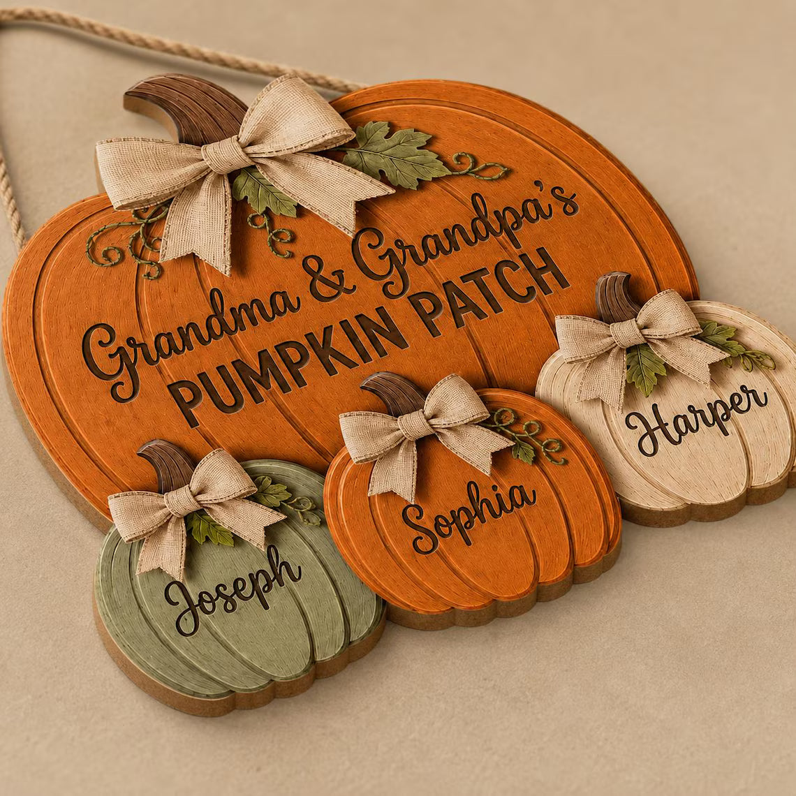 Personalized Grandma & Grandpa Pumpkin Patch Door Hanger