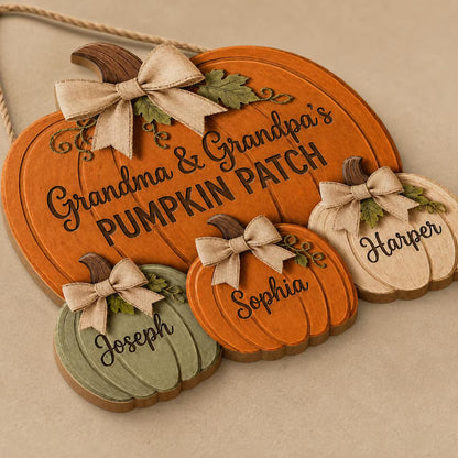 Personalized Grandma & Grandpa Pumpkin Patch Door Hanger