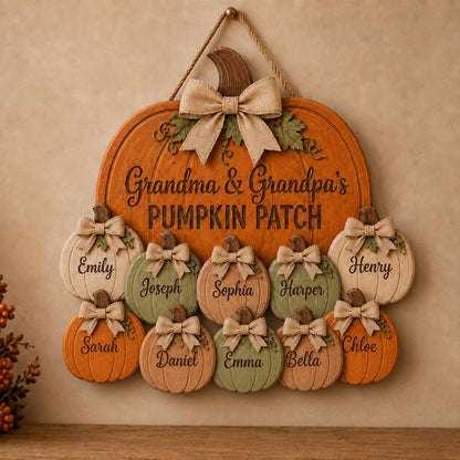 Personalized Grandma & Grandpa Pumpkin Patch Door Hanger