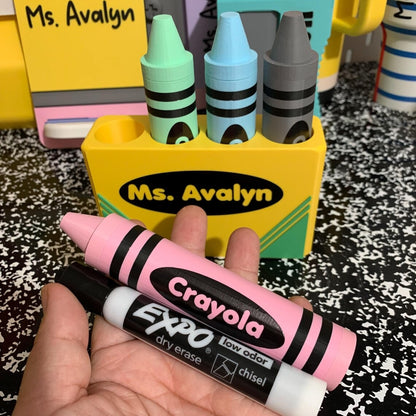 Personalized Name Magnetic Crayon Marker Holder for Teachers