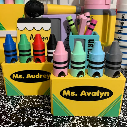 Personalized Name Magnetic Crayon Marker Holder for Teachers
