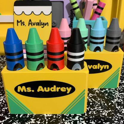 Personalized Name Magnetic Crayon Marker Holder for Teachers
