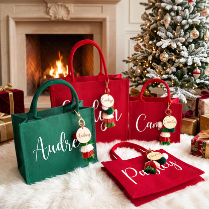 Personalized Christmas Gift Bag with Name | Custom Red Holiday Gift Sack