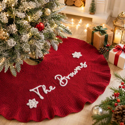 Personalisierter Weihnachtsbaumrock – Familien-Weihnachtsdekoration