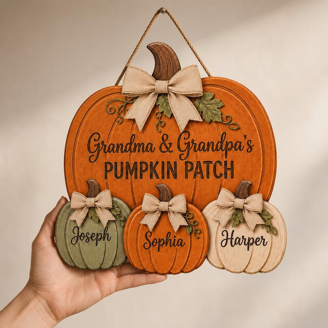 Personalized Grandma & Grandpa Pumpkin Patch Door Hanger