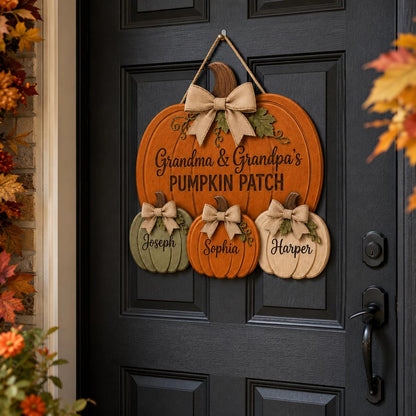 Personalized Grandma & Grandpa Pumpkin Patch Door Hanger