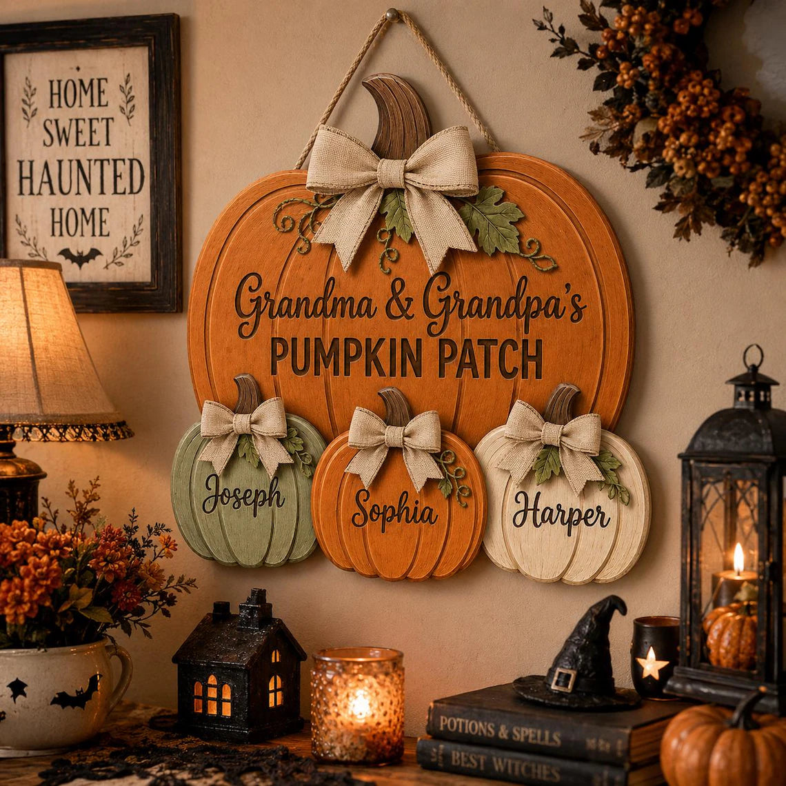 Personalized Grandma & Grandpa Pumpkin Patch Door Hanger