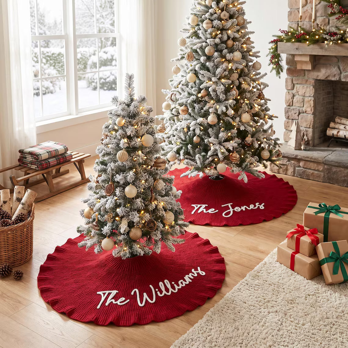 Personalisierter Weihnachtsbaumrock – Familien-Weihnachtsdekoration