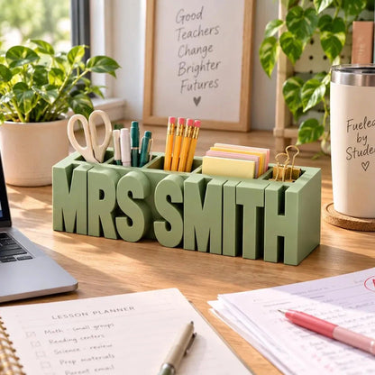 Personalized Name Desk Organizer, Makeup Brush Holder & Pencil Cup