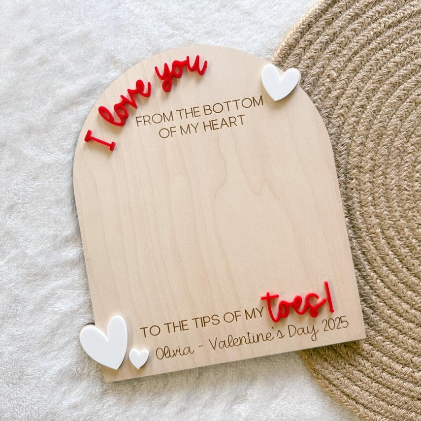 Baby’s First Valentine Footprint Board – Personalized Keepsake Sign