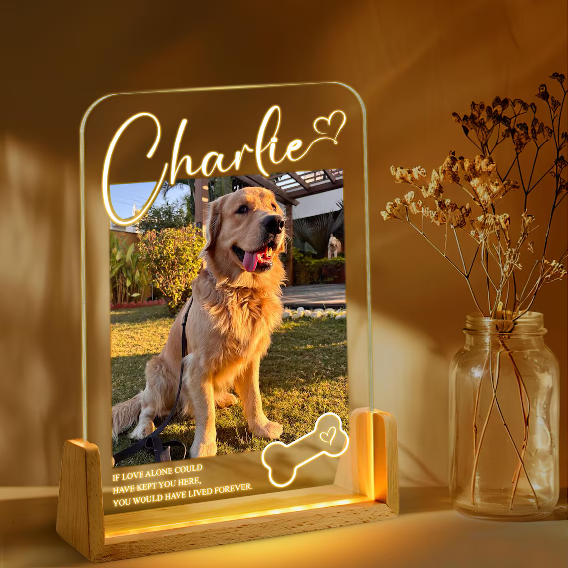 Personalized Pet Memorial LED Night Light – Custom Dog Lover Gift