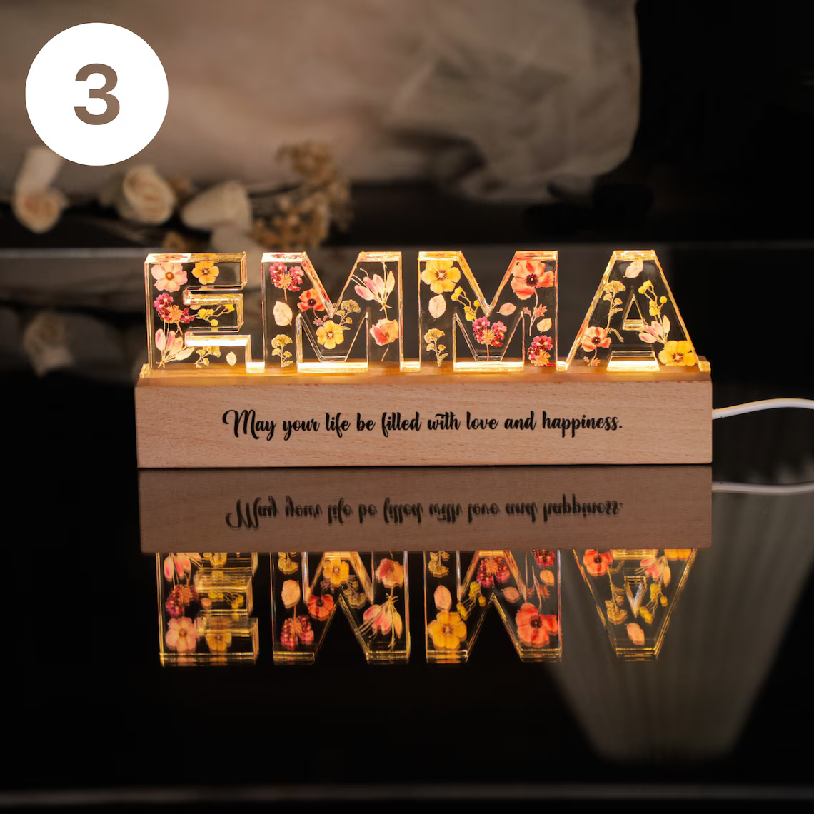 Personalized Name Flower LED Night Light – Custom Gift for Girls & Babies