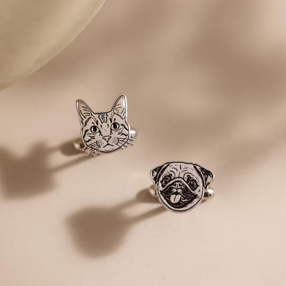 Custom Pet Portrait Cufflinks | Personalized Dog Cat Jewelry Gift