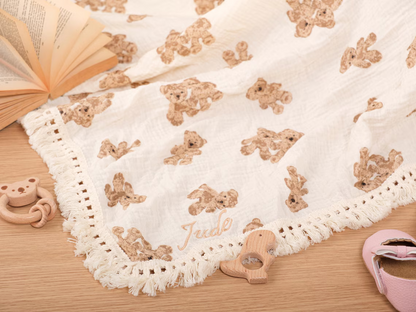 Embroidered Teddy Bear Blanket – Personalized Baby Shower Gift