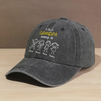 This Grandpa Belongs To – Personalized Vintage Denim Hat