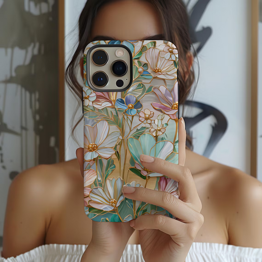 Romantic Floral Stained Glass Graphic MagSafe iPhone Case