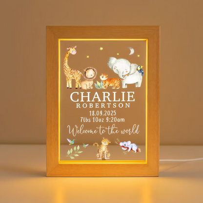 Personalized LED New Baby Night Light – Nursery Baby Girl/Boy Gift