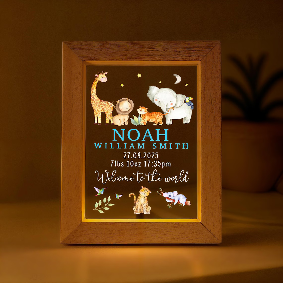 Personalized LED New Baby Night Light – Nursery Baby Girl/Boy Gift