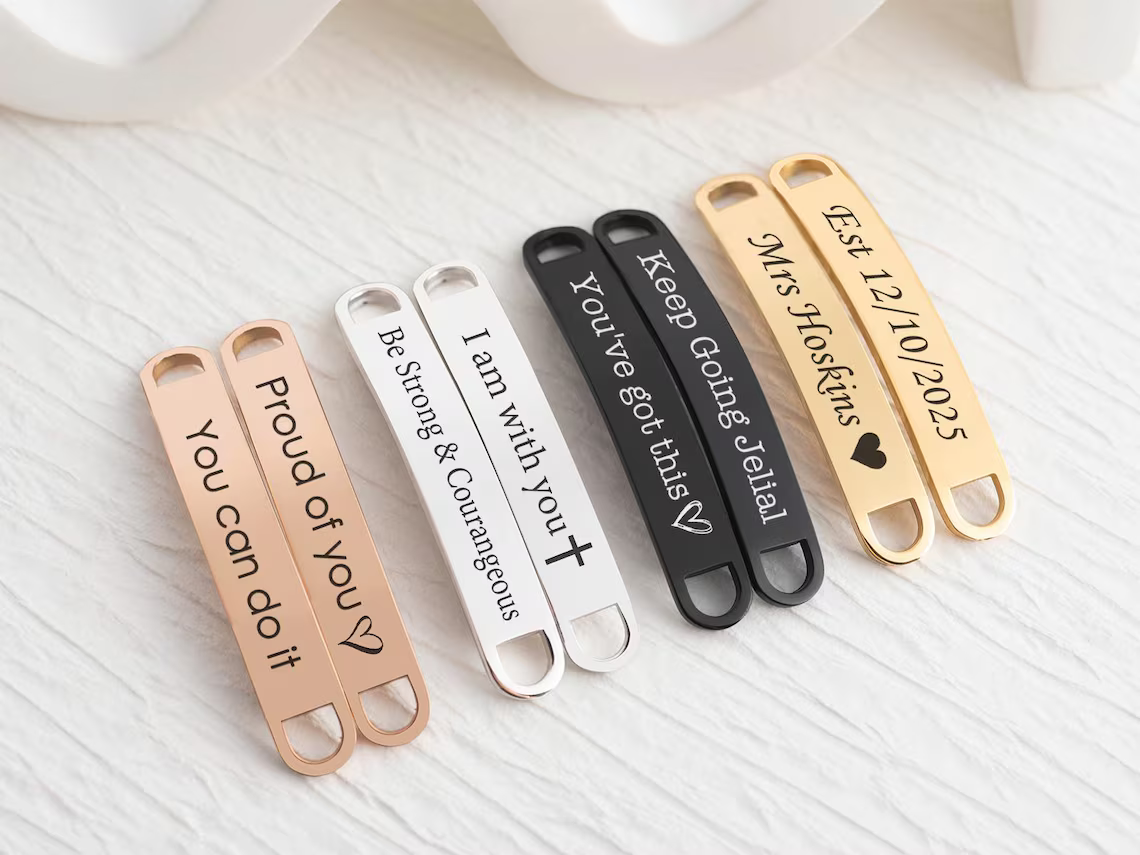 Personalized Engraved Shoe Tags – Motivational Gift for Runners