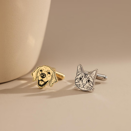 Custom Pet Portrait Cufflinks | Personalized Dog Cat Jewelry Gift