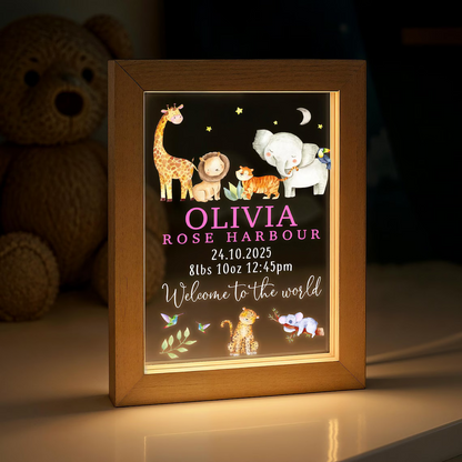 Personalized LED New Baby Night Light – Nursery Baby Girl/Boy Gift
