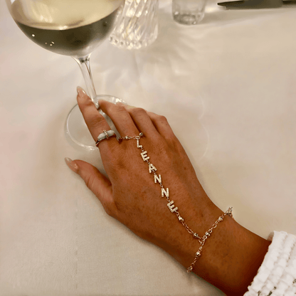 Custom Name Hand Chain – Pavé Gold & Silver Personalized Bracelet