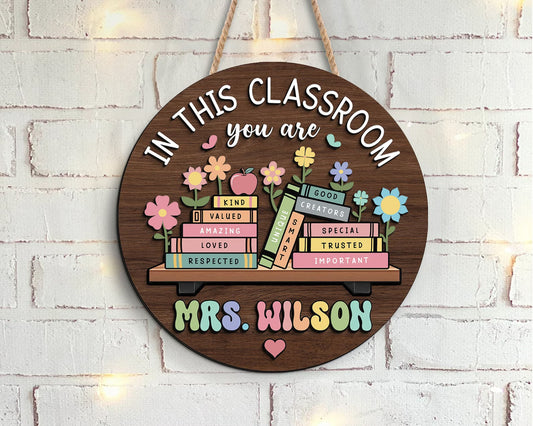 Custom Teacher 3D Door Hanger - Personalized Classroom Door Sign