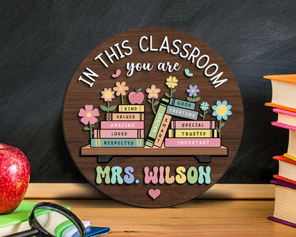 Custom Teacher 3D Door Hanger - Personalized Classroom Door Sign