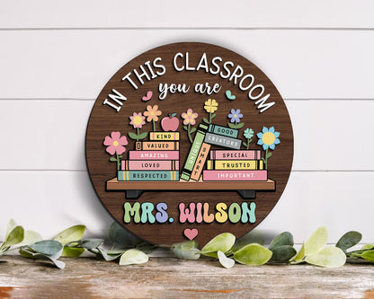 Custom Teacher 3D Door Hanger - Personalized Classroom Door Sign