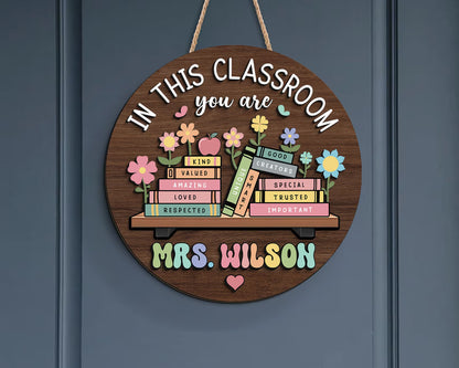 Custom Teacher 3D Door Hanger - Personalized Classroom Door Sign