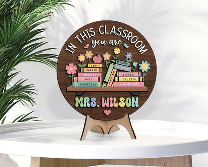 Custom Teacher 3D Door Hanger - Personalized Classroom Door Sign