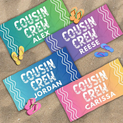 Personalized Cousin Crew Beach Towel, Matching Cousin Gift From Grandma or Aunt, Cousin Cruise Trip