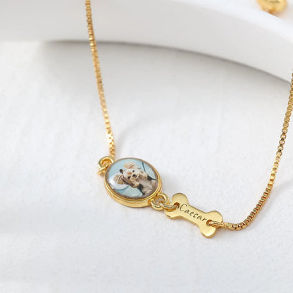 Personalized Pet Photo Bracelet | Custom Name Memorial Jewelry