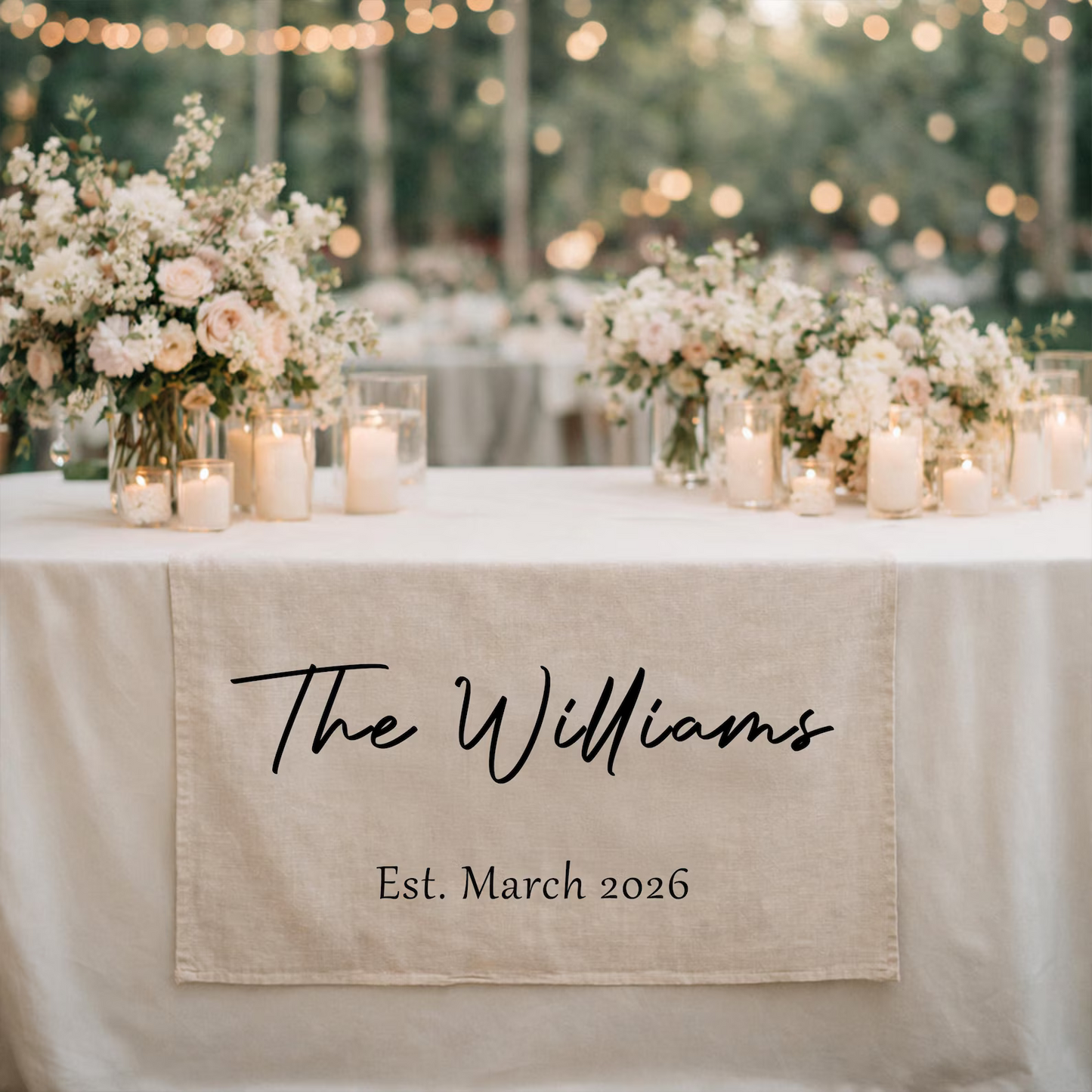 Personalisierte Tischbanner für die Hochzeit | Individueller Familienname & Jahr