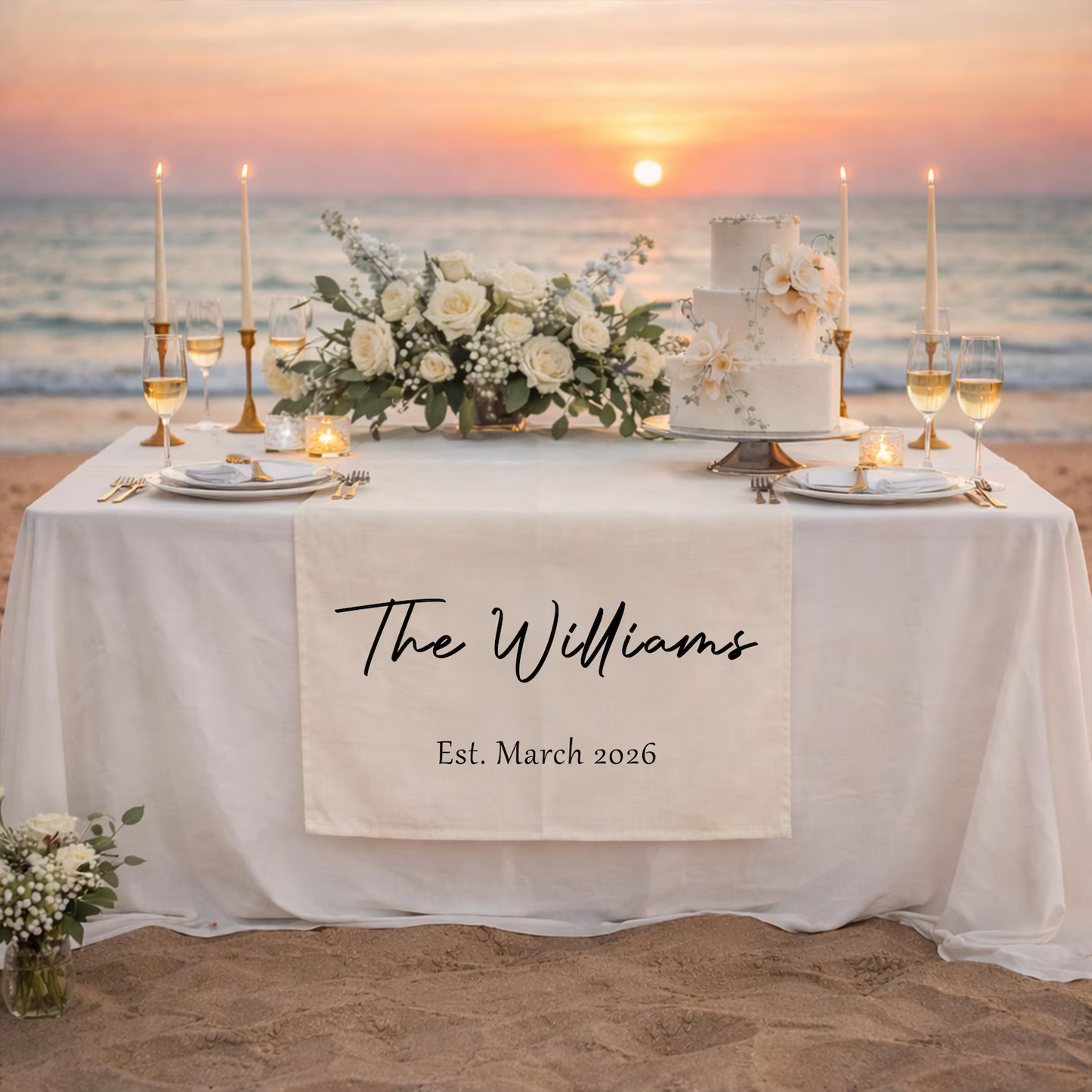 Personalisierte Tischbanner für die Hochzeit | Individueller Familienname & Jahr