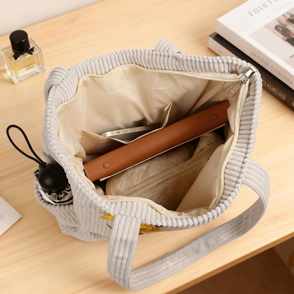 Personalisierte Tragetasche mit Geburtsblume – Cordtasche mit individuellem Namen