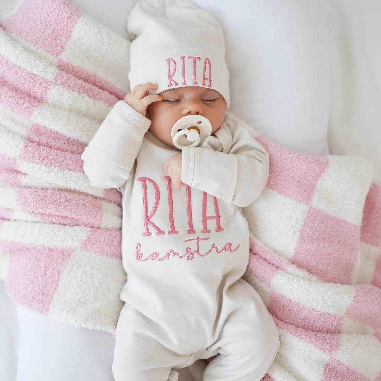 Personalized Baby Coming Home Outfit | Embroidered Name Romper