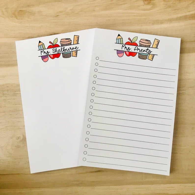 Personalized Teacher Notepad – Custom Name Writing Pad Gift