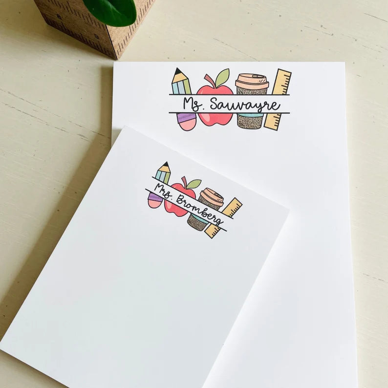Personalized Teacher Notepad – Custom Name Writing Pad Gift
