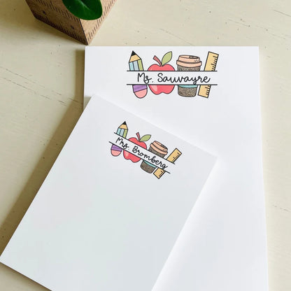 Personalized Teacher Notepad – Custom Name Writing Pad Gift