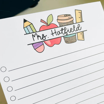 Personalized Teacher Notepad – Custom Name Writing Pad Gift