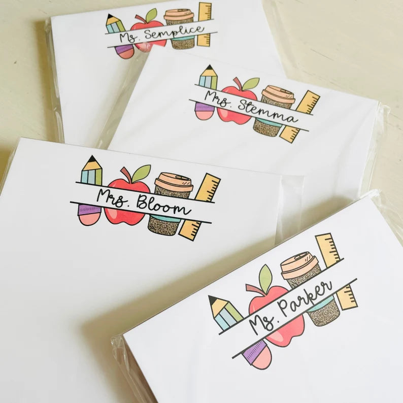 Personalized Teacher Notepad – Custom Name Writing Pad Gift