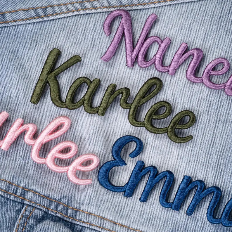 Set of 2 Custom Name Patches – Personalized 3D Embroidered Iron-On Patches
