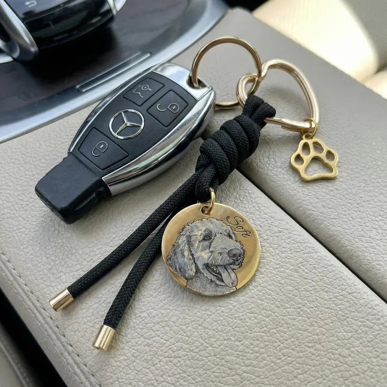 Custom Pet Portrait Keychain | Personalized Pet Photo Keychain | Gift for Pet Lovers