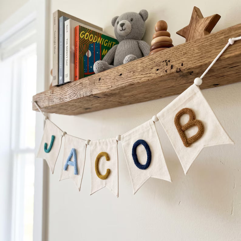 Personalized Yarn Name Banner | Custom Fabric Letter Garland Decor
