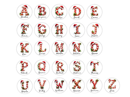 Personalized Candy Cane Christmas Name Labels – Festive Gift Stickers