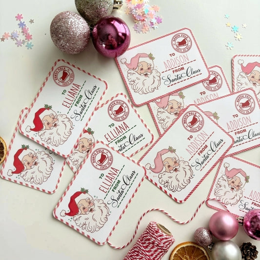 Personalized From Santa Stickers, Custom Christmas Gift Labels for Kids, 2 Sets